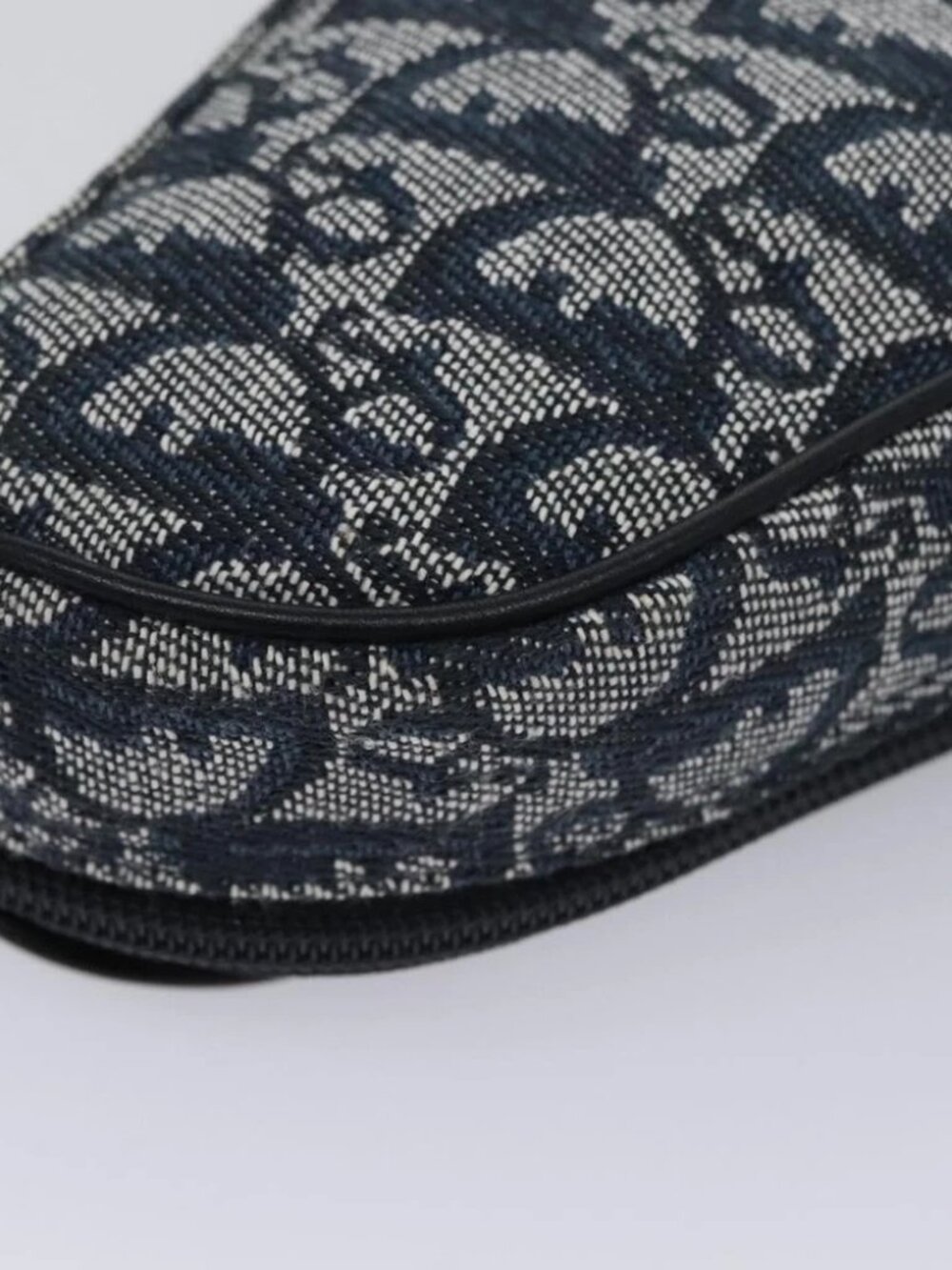 Christian Dior Trotter Canvas Saddle Pouch Navy Gold Auth - Picture 9 of 16